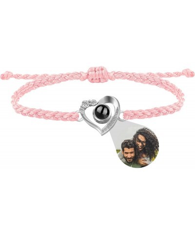 Custom Photo Bracelet Personalized Photo Projection Bracelet Heart Photo Bracelets with Picture Inside Braided Bracelet for W...