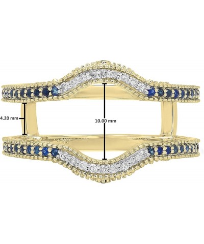 14K Gold Blue Sapphire & White Diamond Anniversary Wedding Guard Ring 1/2 CT Yellow Gold $275.14 Rings