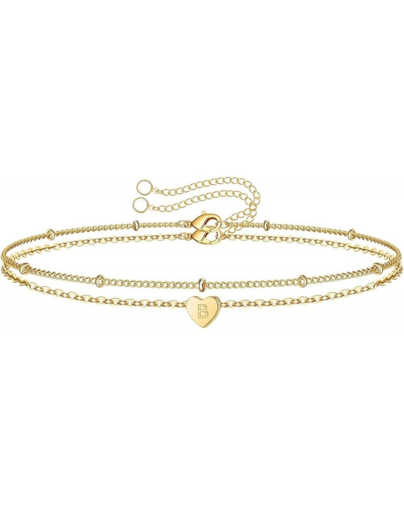 Gold Chain Initial Bracelets Girls Fashion Luxury Plated Layered Initial Bracelets Jewelry Gifts for Women B One Size $5.79 B...