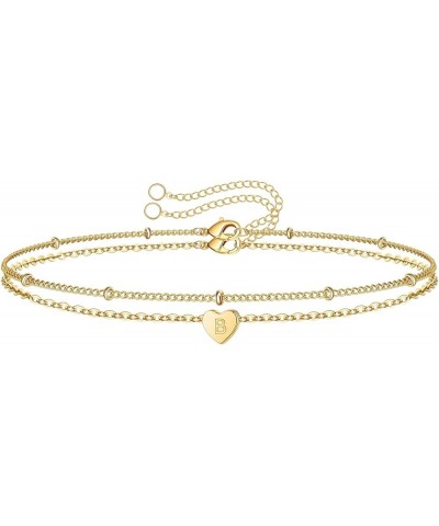 Gold Chain Initial Bracelets Girls Fashion Luxury Plated Layered Initial Bracelets Jewelry Gifts for Women B One Size $5.79 B...