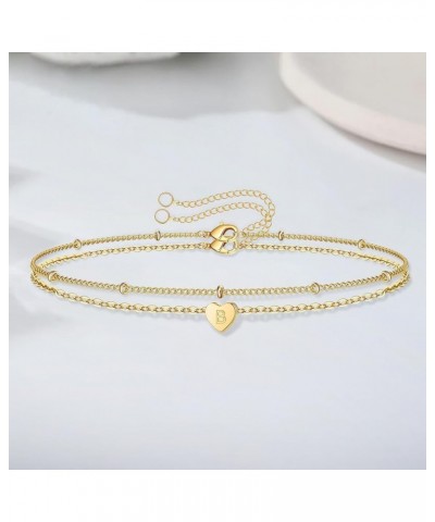 Gold Chain Initial Bracelets Girls Fashion Luxury Plated Layered Initial Bracelets Jewelry Gifts for Women B One Size $5.79 B...