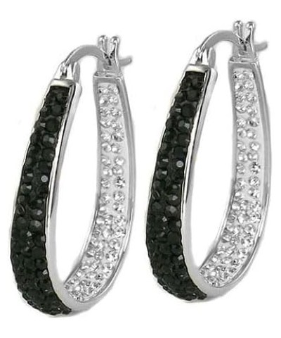 Crystal Hoop Earrings,White And Gold Plated Inside Out Crystal Hoop Earrings For Women Black And White $10.96 Earrings