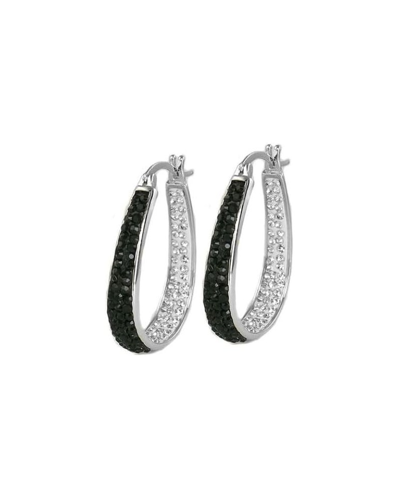 Crystal Hoop Earrings,White And Gold Plated Inside Out Crystal Hoop Earrings For Women Black And White $10.96 Earrings