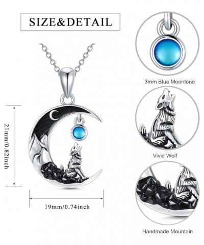 Gothic Jewelry Bat/Cat/Wolf/Dragon/Owl/Fox/Spider/Sun Pendant Sterling Silver Crescent Moon Necklace for Women Girls Black Je...