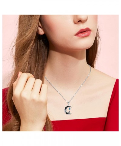 Gothic Jewelry Bat/Cat/Wolf/Dragon/Owl/Fox/Spider/Sun Pendant Sterling Silver Crescent Moon Necklace for Women Girls Black Je...