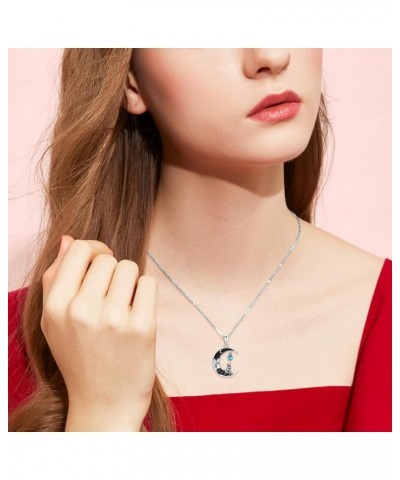 Gothic Jewelry Bat/Cat/Wolf/Dragon/Owl/Fox/Spider/Sun Pendant Sterling Silver Crescent Moon Necklace for Women Girls Black Je...