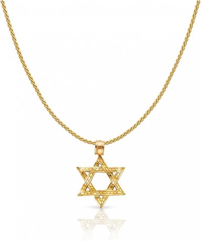 14K Yellow Gold Star of David Charm Pendant with 0.9mm Wheat Chain Necklace 24.0 Inches $95.40 Necklaces