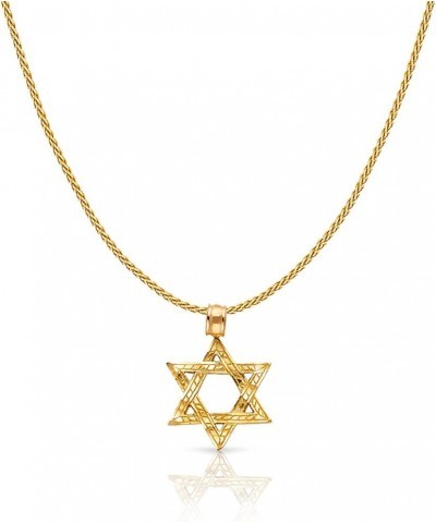 14K Yellow Gold Star of David Charm Pendant with 0.9mm Wheat Chain Necklace 24.0 Inches $95.40 Necklaces