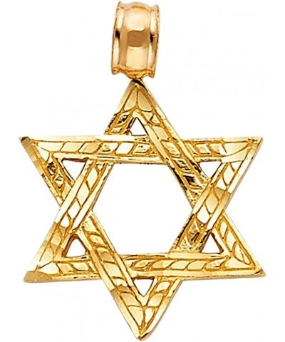 14K Yellow Gold Star of David Charm Pendant with 0.9mm Wheat Chain Necklace 24.0 Inches $95.40 Necklaces