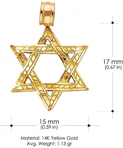 14K Yellow Gold Star of David Charm Pendant with 0.9mm Wheat Chain Necklace 24.0 Inches $95.40 Necklaces