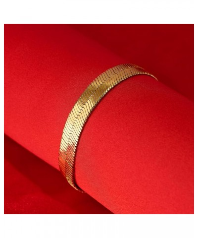 Luxury 24k Real Gold Plated Bracelet Herringbone Bracelet Women Bracelet or Mens Bracelet 7.0 Inches 9mm $28.48 Bracelets