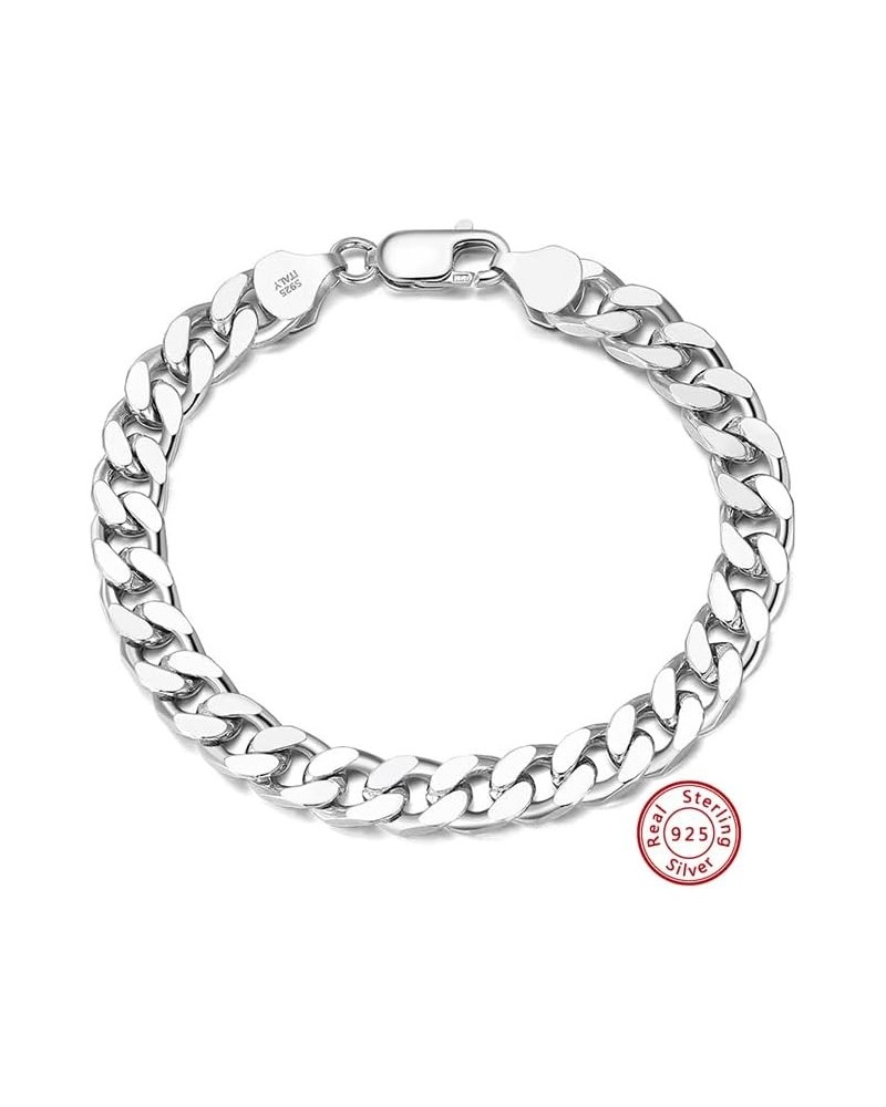 Men and Women 925 Sterling Silver Chunky Cuban Bracelet Chain 18K Gold Plated Cuban Link 3.6mm/5mm/7mm Silver 7MM 7.5 Inches ...