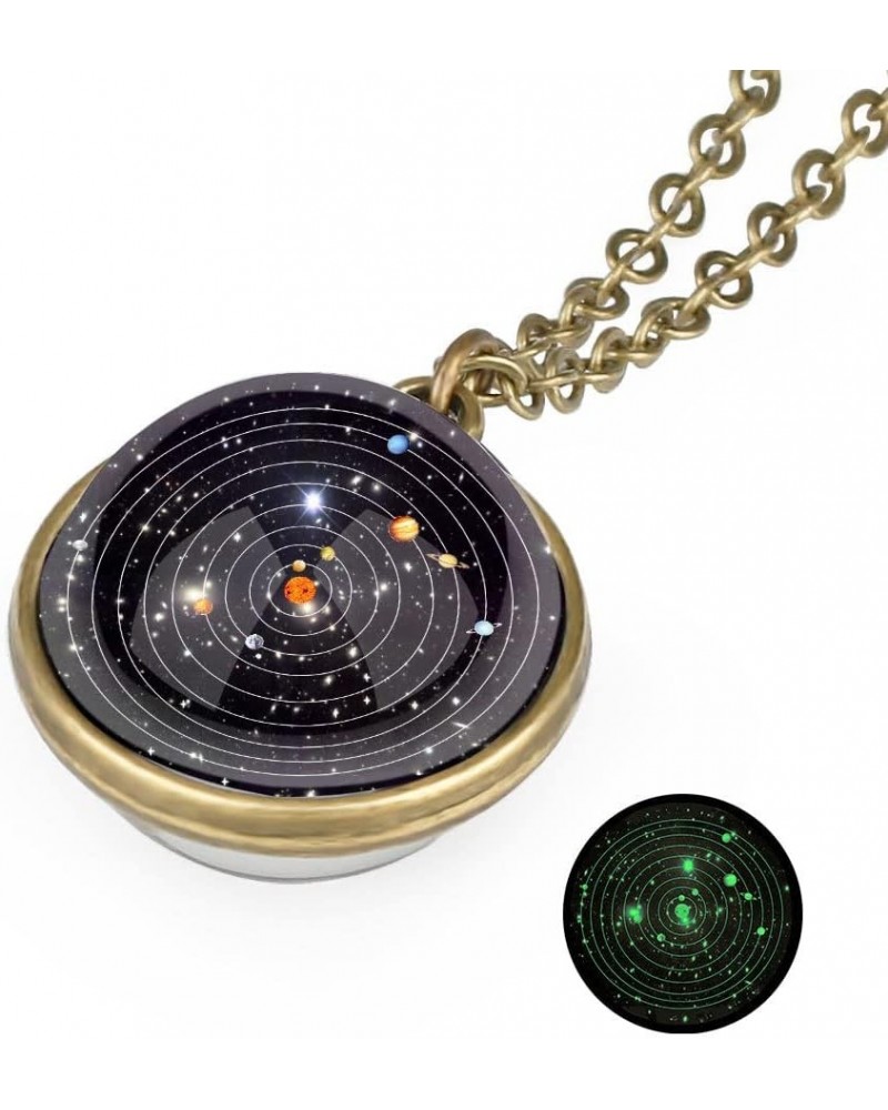 Luminous Double Sided Retro Cosmic Solar System Pendant Glass Ball Necklace $6.95 Necklaces