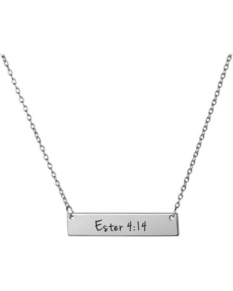 Christian Bar ???????? Bible Verse Faith Jewelry Baptism Birthday ???? ??? ????? Girls Sister Silver Ester 4:14 $7.93 Necklaces