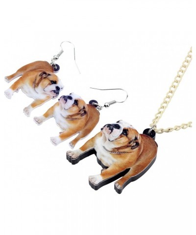 Acrylic Brown English Bulldog Dog Jewelry Sets Necklace Earrings Pets Pendant For Women Gift (Brown) $8.31 Jewelry Sets