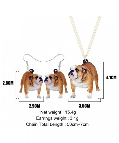 Acrylic Brown English Bulldog Dog Jewelry Sets Necklace Earrings Pets Pendant For Women Gift (Brown) $8.31 Jewelry Sets