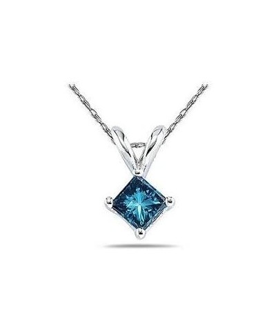 Princess Cut Blue Diamond Solitaire Pendant in White & Yellow Gold White Gold 0.04 carats $33.12 Necklaces