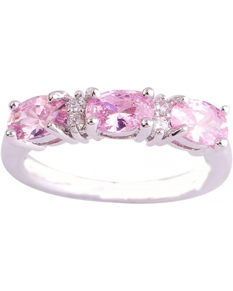 925 Sterling Silver Natural Novelty Filled Sapphire Quartz Topaz Engagement Wedding Ring US12 D_Pink $4.79 Others