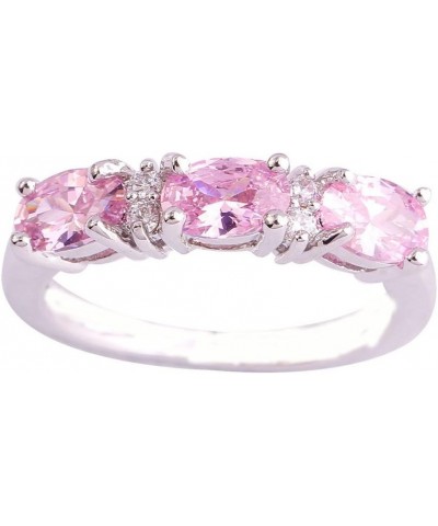 925 Sterling Silver Natural Novelty Filled Sapphire Quartz Topaz Engagement Wedding Ring US12 D_Pink $4.79 Others