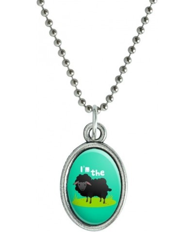 I'm The Black Sheep Funny Antiqued Oval Charm Pendant with Chain $10.02 Necklaces