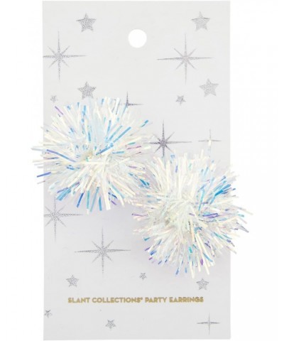 Adorable Mylar Pom Pom Party Earrings, Iridescent $9.69 Earrings