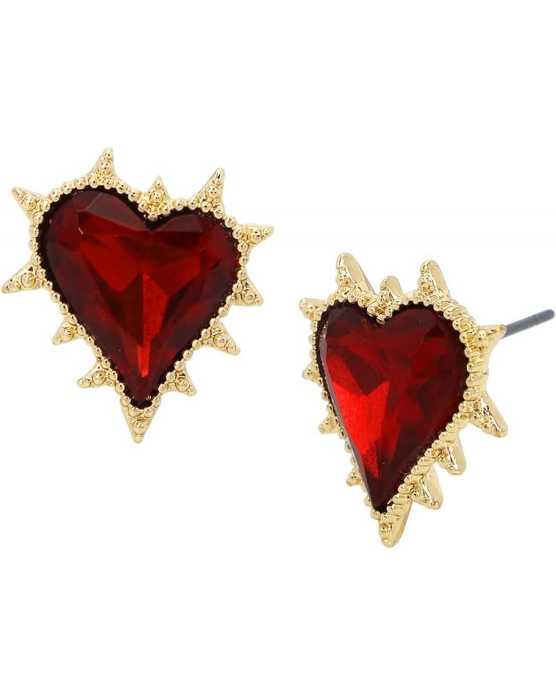 Womens Heart Earrings One Size Spikey Heart Red/Gold $19.60 Earrings