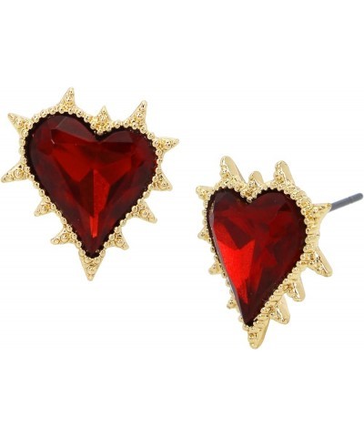 Womens Heart Earrings One Size Spikey Heart Red/Gold $19.60 Earrings