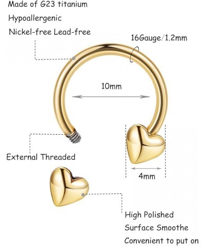 2Pcs 16G Titanium Septum Rings for Women Men Horseshoe Septum Nose Rings Hoop Star Heart Septum Piercing Jewelry Gold $7.64 B...