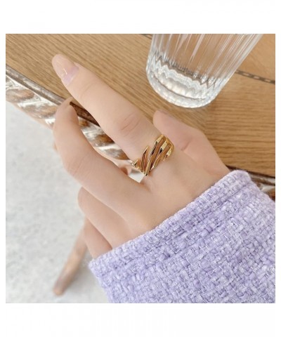 14K Gold Plated Chunky Stacking Rings, Chunky Gold Rings Luxury Index Finger Rings for Women,New Twill Cutout Vintage Rings (...