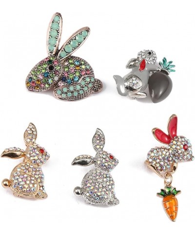 Cute Crystal Rabbit Lapel Brooch Pin for Women Girls Bunny Animal Rhinestone Enamel Carrot Dangle Pins Clip Shawl Dress Suit ...