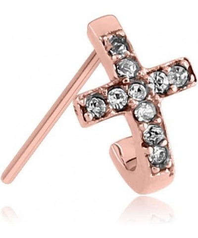 316L Surgical Steel Nose Stud Ring Cross Choose Your Color & Style Cross Nose Hugger 20G Rose-Tone-Left Nostril Screw $11.99 ...