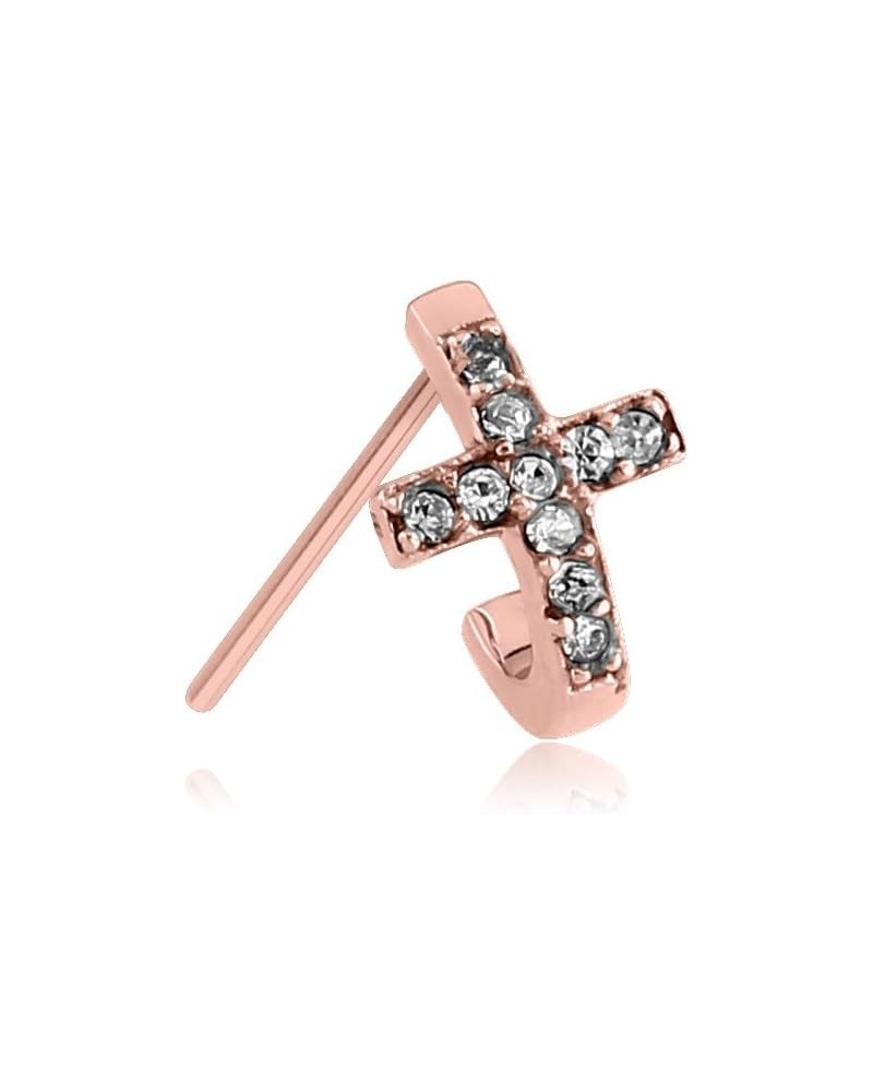 316L Surgical Steel Nose Stud Ring Cross Choose Your Color & Style Cross Nose Hugger 20G Rose-Tone-Left Nostril Screw $11.99 ...