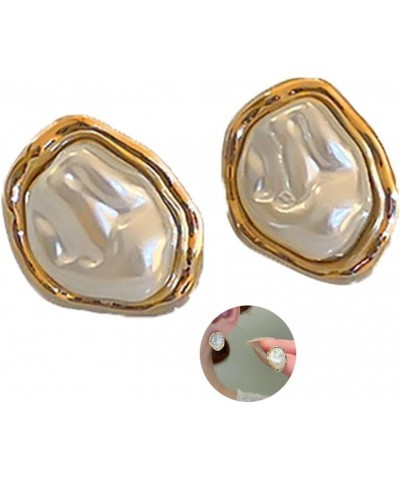 Irregular Pearl Stud Earrings Dainty Pearl Earrings Fashion Jewelry Birthday Gift for Her Gold $8.65 Necklaces