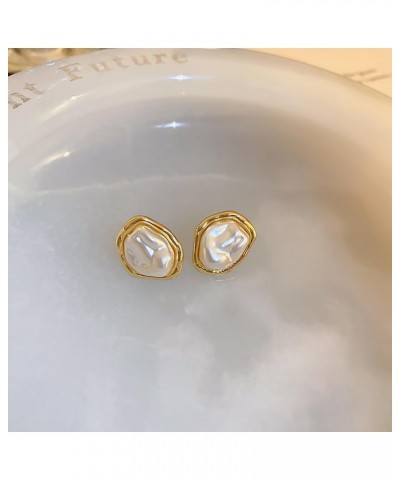 Irregular Pearl Stud Earrings Dainty Pearl Earrings Fashion Jewelry Birthday Gift for Her Gold $8.65 Necklaces