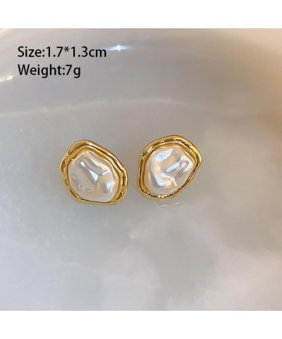 Irregular Pearl Stud Earrings Dainty Pearl Earrings Fashion Jewelry Birthday Gift for Her Gold $8.65 Necklaces