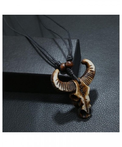 4 PCS Western Cowboy Tribal Necklace Bohemian Ox Head Shape Cow Animal Pendant Necklaces Set for Men Women Boy Girl Vintage B...