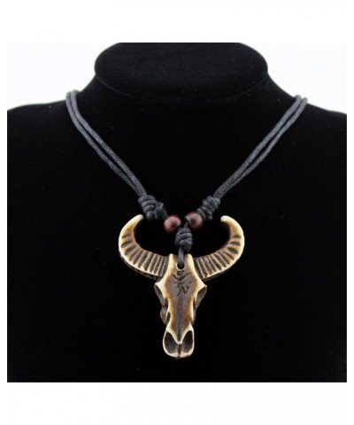 4 PCS Western Cowboy Tribal Necklace Bohemian Ox Head Shape Cow Animal Pendant Necklaces Set for Men Women Boy Girl Vintage B...