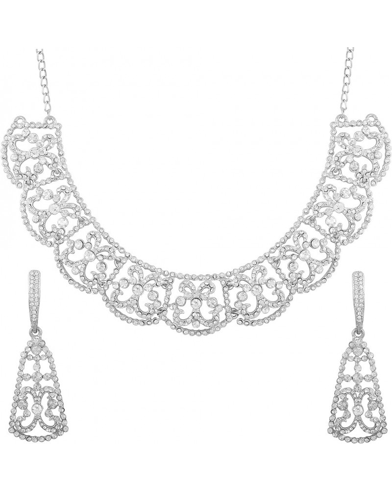 Bollywood Glamour Wedding Evening Wear Jewelry Necklace for Women D234 White $11.00 Necklaces