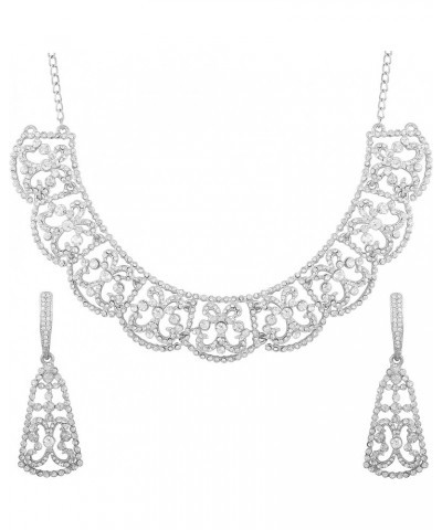 Bollywood Glamour Wedding Evening Wear Jewelry Necklace for Women D234 White $11.00 Necklaces