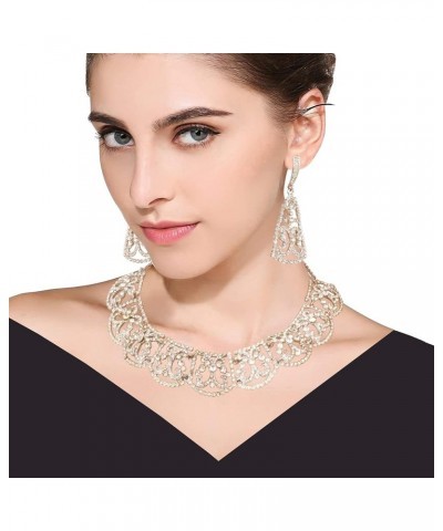 Bollywood Glamour Wedding Evening Wear Jewelry Necklace for Women D234 White $11.00 Necklaces