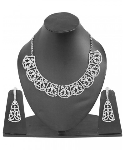 Bollywood Glamour Wedding Evening Wear Jewelry Necklace for Women D234 White $11.00 Necklaces