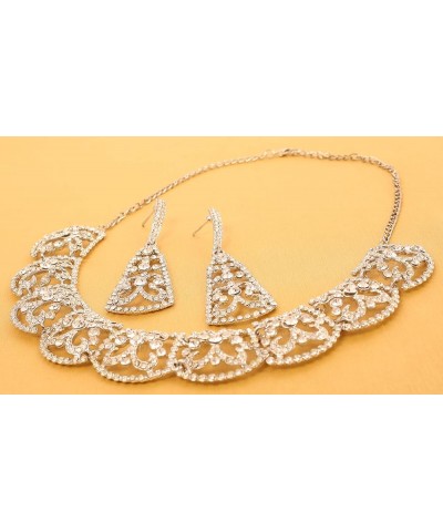 Bollywood Glamour Wedding Evening Wear Jewelry Necklace for Women D234 White $11.00 Necklaces