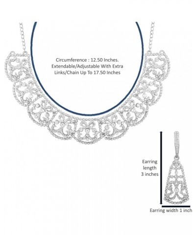 Bollywood Glamour Wedding Evening Wear Jewelry Necklace for Women D234 White $11.00 Necklaces