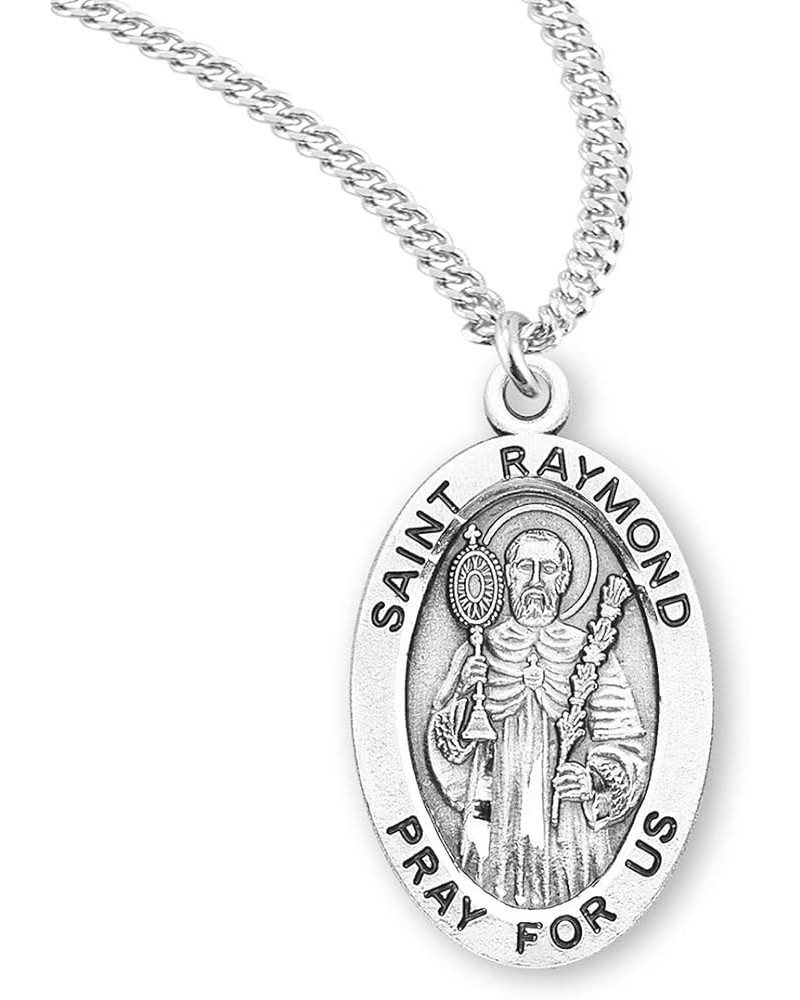 Sterling Silver Oval Patron Saint Medal St. Raymond $23.01 Necklaces