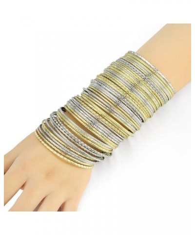 Flower Mixed Metal Aztec Multi Bangle Set of 50 Gold/Silver $11.39 Bracelets