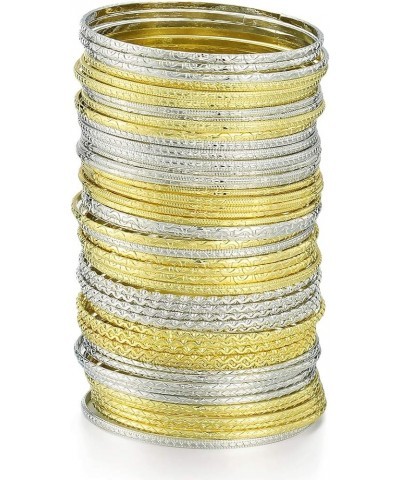 Flower Mixed Metal Aztec Multi Bangle Set of 50 Gold/Silver $11.39 Bracelets