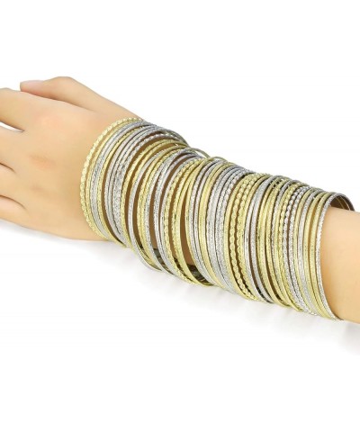 Flower Mixed Metal Aztec Multi Bangle Set of 50 Gold/Silver $11.39 Bracelets