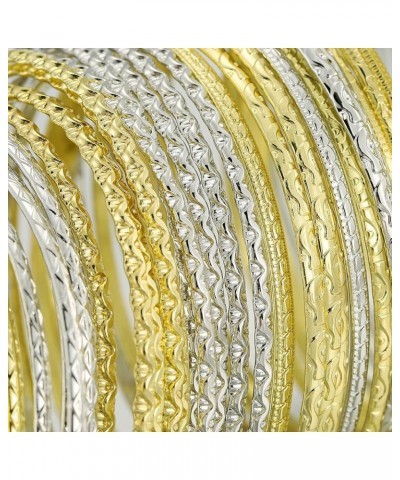 Flower Mixed Metal Aztec Multi Bangle Set of 50 Gold/Silver $11.39 Bracelets