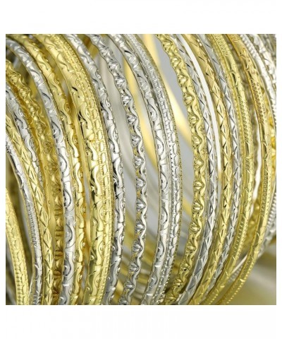 Flower Mixed Metal Aztec Multi Bangle Set of 50 Gold/Silver $11.39 Bracelets