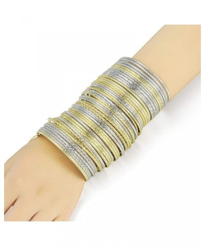 Flower Mixed Metal Aztec Multi Bangle Set of 50 Gold/Silver $11.39 Bracelets